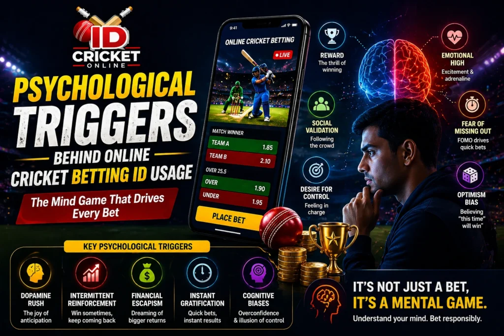 Psychological triggers behind Online Cricket Betting ID usage showing behavior and gaming influence